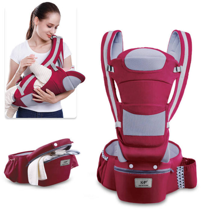Soft baby carrier in the shape of a kangaroo