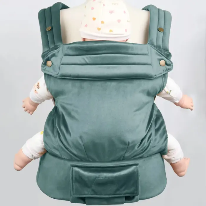 Velvet Soft-Structured Carrier with Cross-Back Straps and Snap Neck Support
