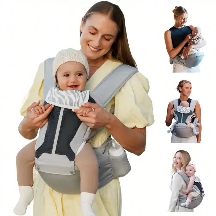 3-in-1 Hip Seat Baby Carrier with Storage & Mesh Panel
