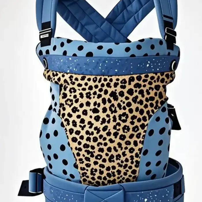 Dual-Fabric Structured Baby Carrier with Cross-Back Straps & Print Panel