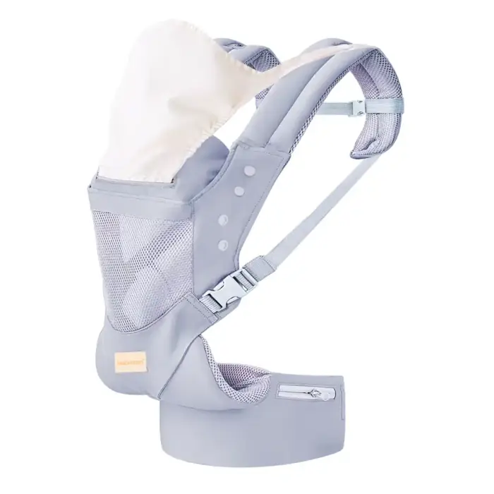 Hip Seat Baby Carrier with Storable Sun Shade & Mesh Back — 4 Carry Positions