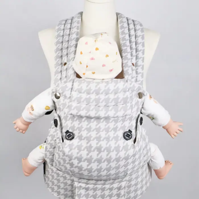 Houndstooth Half-Buckle Baby Carrier with Crossback Straps — Newborn to Toddler