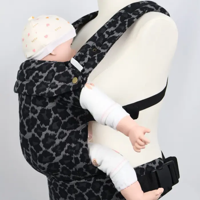 Leopard Print Half-Buckle Baby Carrier with Crossback Straps — Newborn to Toddler