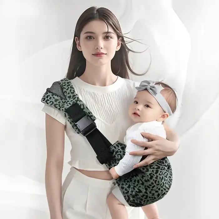Leopard Print One-Shoulder Baby Sling, Front & Back Carry