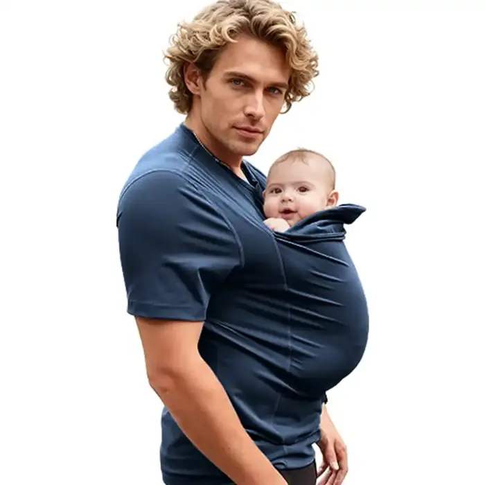 Men's Babywearing T-Shirt with Built-In Kangaroo Pouch
