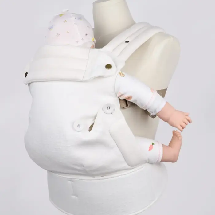 Natural Linen Half-Buckle Baby Carrier with Crossback Straps — Newborn to Toddler