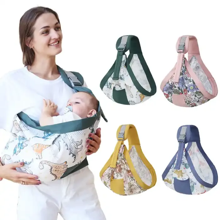 Printed Mesh Baby Pouch Sling — One-Shoulder Newborn Carrier