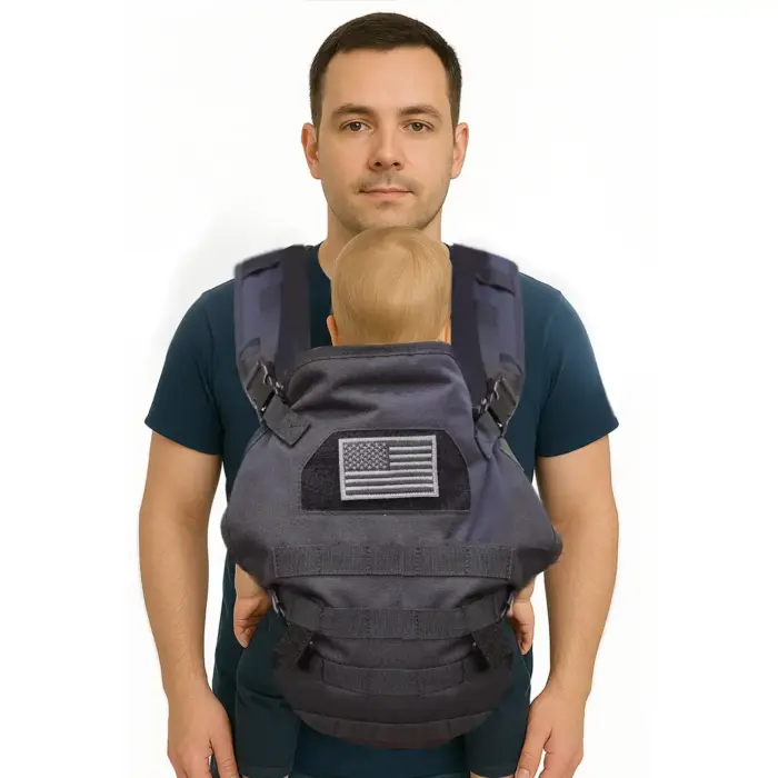 Tactical MOLLE Baby Carrier with Patch Panel — Charcoal Grey