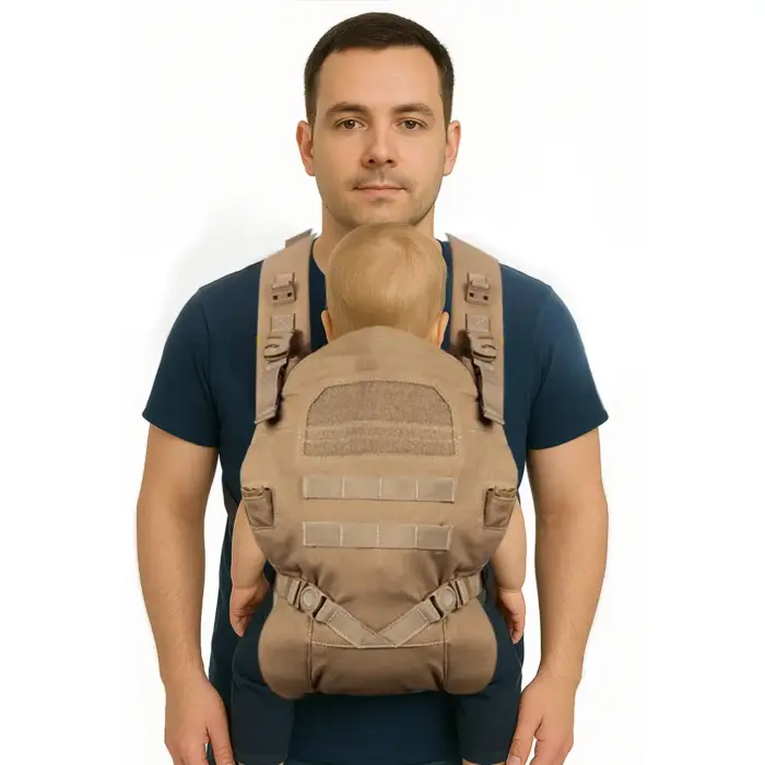 Tactical MOLLE Baby Carrier with Patch Panel — Coyote Tan