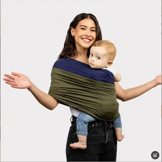 Two-Tone Stretchy Jersey Baby Wrap — Newborn Colour-Block Sling
